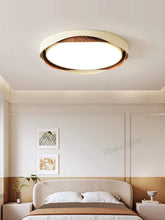 LED master bedroom ceiling lamp modern simple walnut color eye protection study lights design round living room lamps