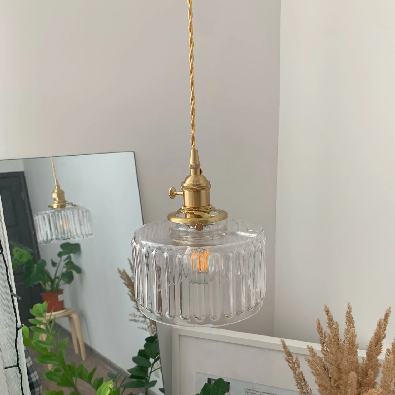 Color Nordic Pendant Light Lamp Glass Design Deco Led Hanging Light Fixtures Bedroom Modern Copper Japanese Luminaire Suspension
