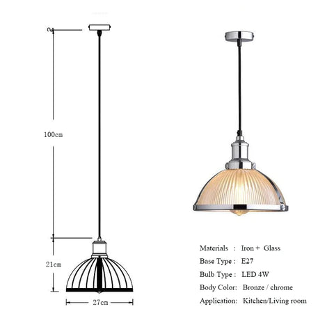 Vintage Hanging Lamp Pendant Lights Fixtures Glass Shade Loft  Luminaire Suspension Led Pendant Lamp for Dining Room Office E27