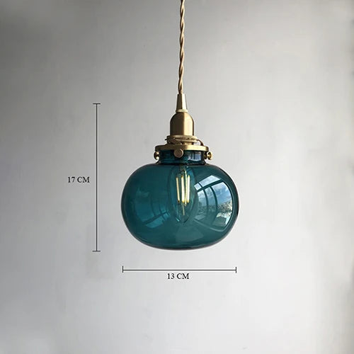 Color Nordic Pendant Light Lamp Glass Design Deco Led Hanging Light Fixtures Bedroom Modern Copper Japanese Luminaire Suspension