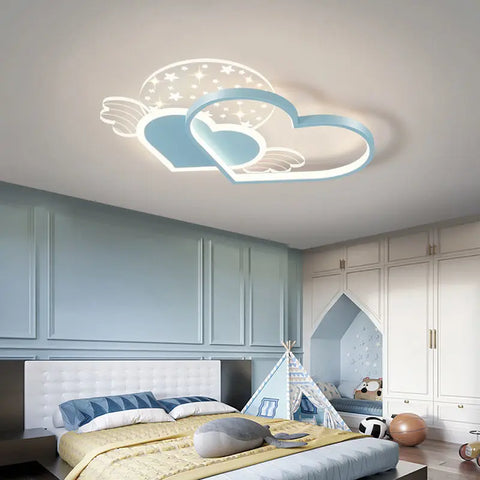 Warm Romantic Children's Room Ceiling Lamps LED Heart Shaped Lamp Pink Crown Light Princess Room Girl Boy Bedroom Ceiling Lights