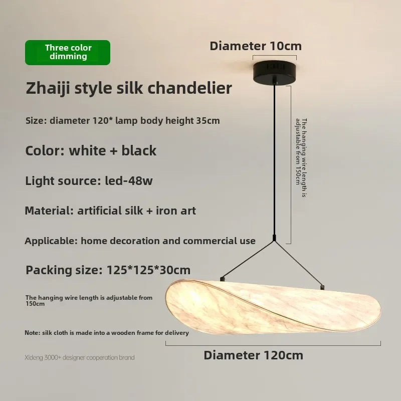 Retro New Chinese Wabi-Sabi Style Silk Pendant Lamp Designer Living Room Chandelier for Home Stay Bar Dining Room Room Decor
