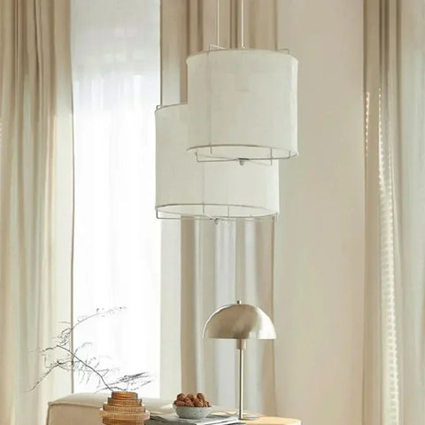 Fabric Pendant Lamp Wabi Sabi Style Cotton Linen Dining Table Restaurant Hotel Bedroom Retro Counter Handmade Art Bedroom Lamps