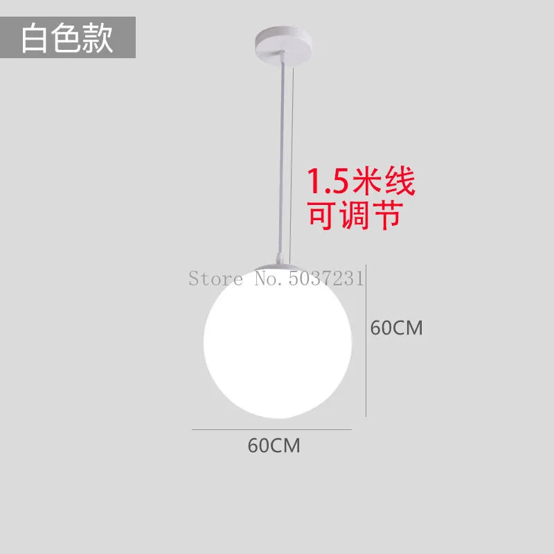 Modern White PE Ball Pendant Lights Nordic Led Hanging Lamp Simple Acrylic Ball Lighting for Living Room Bedroom Dining Fixture
