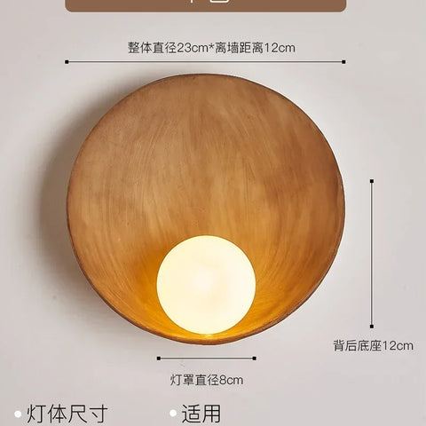 Chinese Style White Brown Shell Wall Lamp Japanese Creative LED Lighting Homestay Bedroom Corridor Resin Wall-mounted Sconces