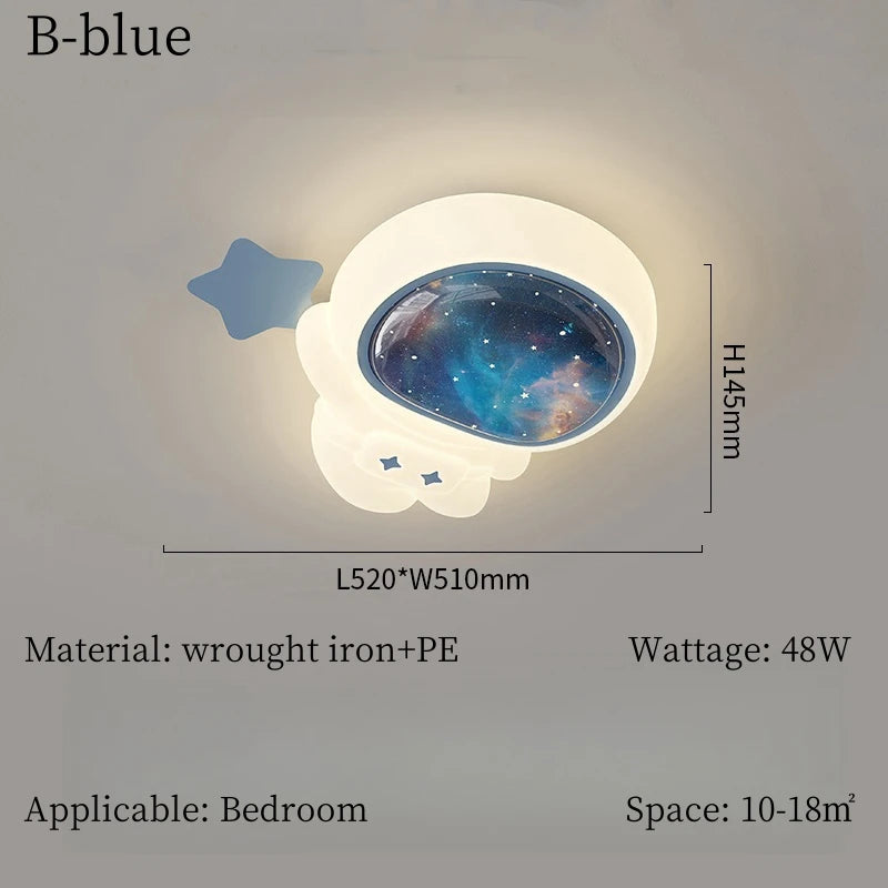 Modern Cartoon Astronaut Planet Ceiling Light Children Bedroom Study Nursery Home Decorate Chandelier Lamp Lustre Indoor Fixture