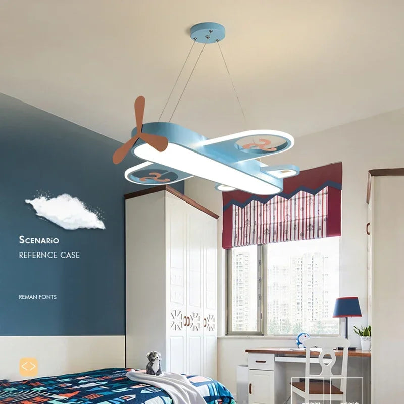 Nordic Aircraft Chandelier for Bedroom Children's Room Nursery Pendant Lamp Minimalist Decor Indoor Lighting Luster Fixture
