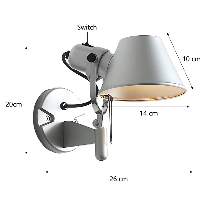 360° Rotating Shade 180° Swivel Arm Wall Lamp with Flexible Joints Modern Design Adjustable Wall Sconce for Bedroom/Living Room