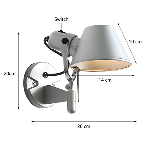 360° Rotating Shade 180° Swivel Arm Wall Lamp with Flexible Joints Modern Design Adjustable Wall Sconce for Bedroom/Living Room