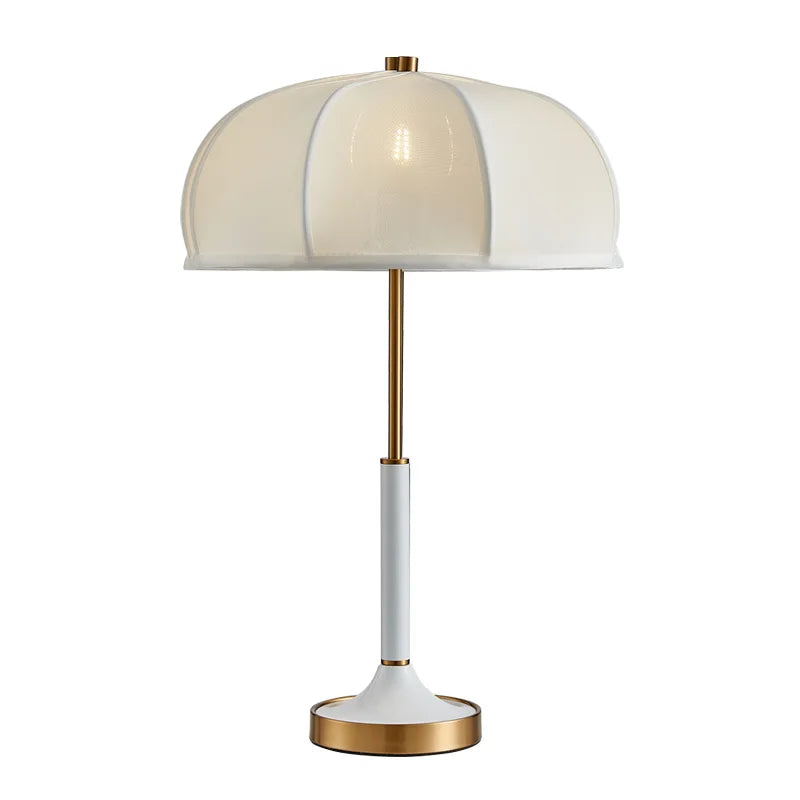 Nanyang Retro Table Lamp with Metal Base umbrella fabric lamp room Decorative Night Light bedroom beside office green Desk Lamp