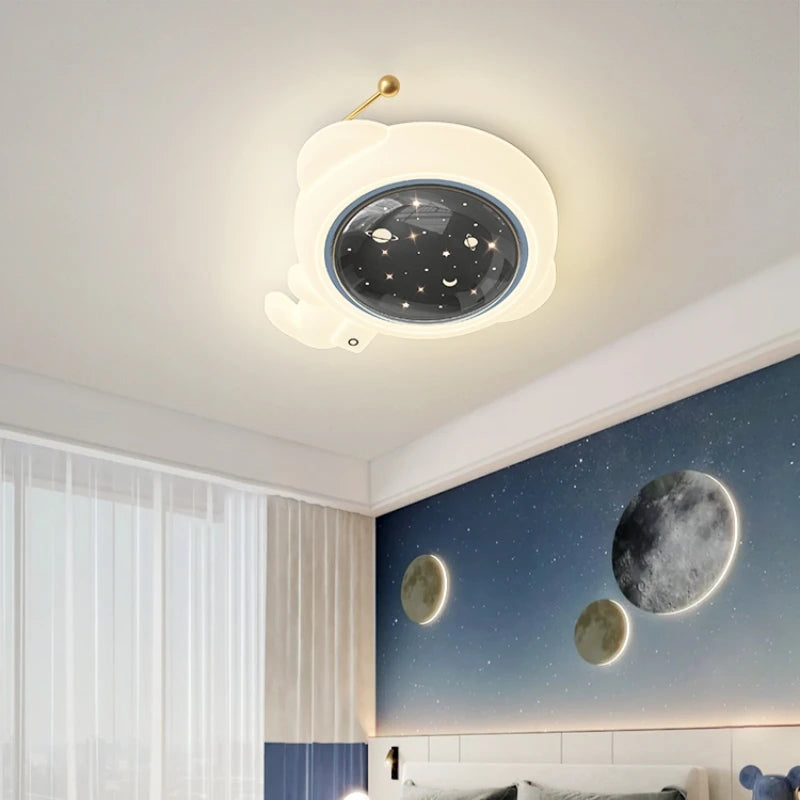 Modern Cartoon Astronaut Planet Ceiling Light Children Bedroom Study Nursery Home Decorate Chandelier Lamp Lustre Indoor Fixture