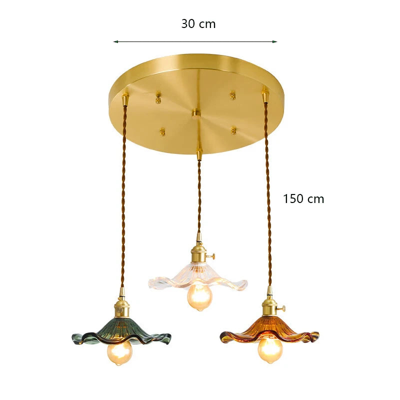 Modern Simple Lotus Leaf Pendant Lights for Bedroom Dining Room Kitchen Nordic Led Glass Pendant Lamp Green  Brown/ Clear Glass