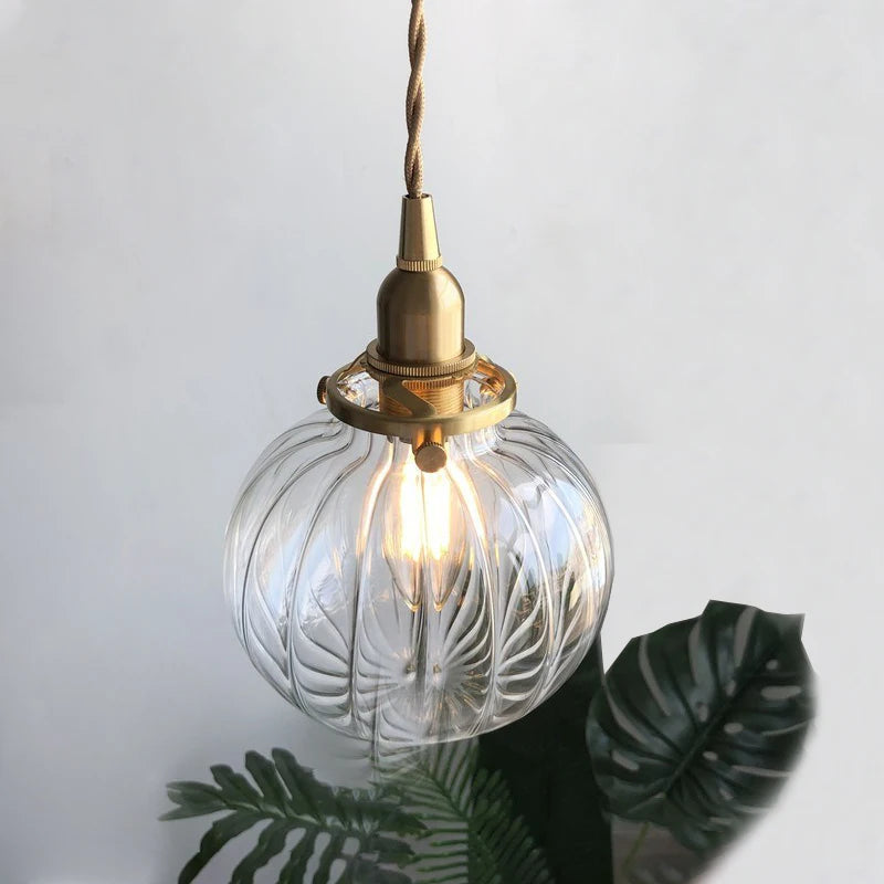 Color Nordic Pendant Light Lamp Glass Design Deco Led Hanging Light Fixtures Bedroom Modern Copper Japanese Luminaire Suspension