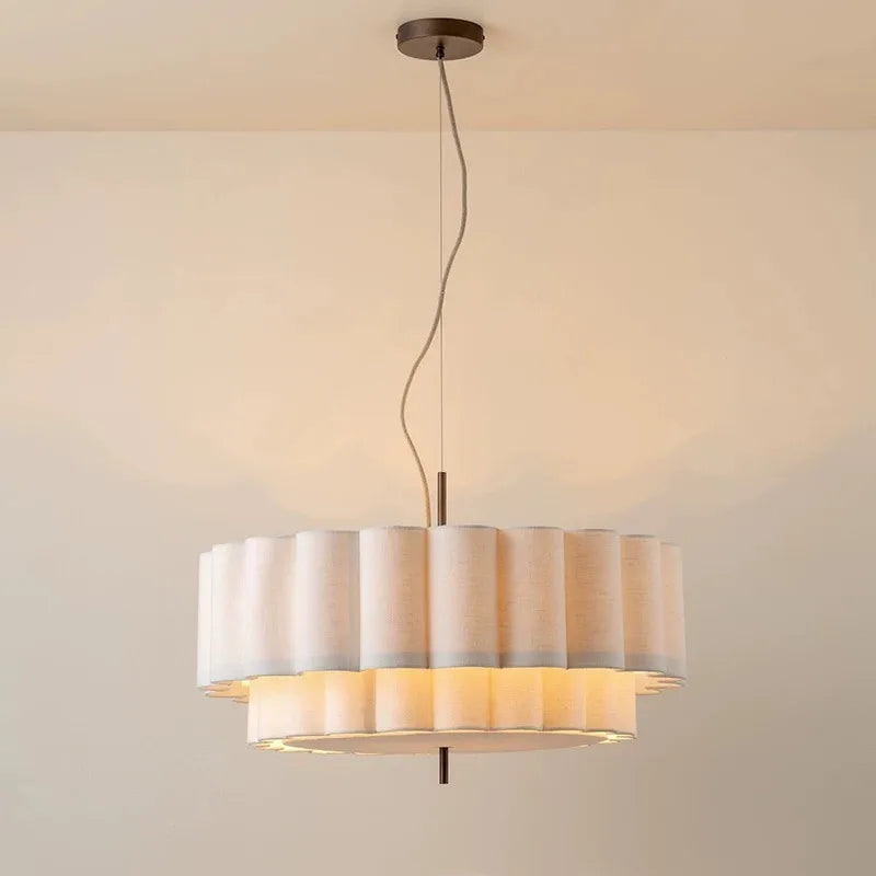 Nordic Retro Living Room Chandeliers Lighting Wabi Sabi Fabric Restaurant Pendant Lights French Medieval Bedroom Hanging Lamps