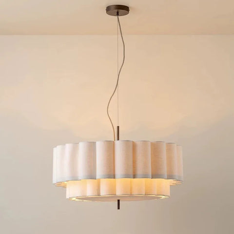 Nordic Retro Living Room Chandeliers Lighting Wabi Sabi Fabric Restaurant Pendant Lights French Medieval Bedroom Hanging Lamps