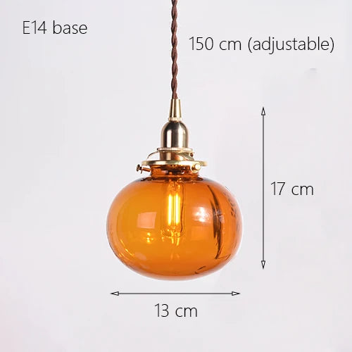Color Nordic Pendant Light Lamp Glass Design Deco Led Hanging Light Fixtures Bedroom Modern Copper Japanese Luminaire Suspension