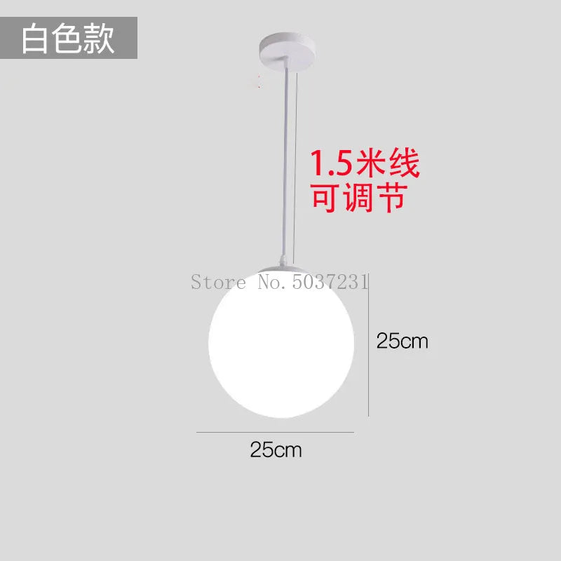 Modern White PE Ball Pendant Lights Nordic Led Hanging Lamp Simple Acrylic Ball Lighting for Living Room Bedroom Dining Fixture