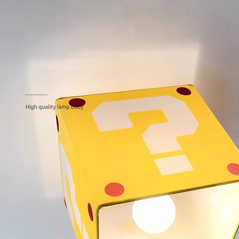 Mario Question Mark Ceiling Lamps Yellow Fabric Linen Light Creative Warm Children's Room Boys Girls Bedroom Aisle Ceiling Light