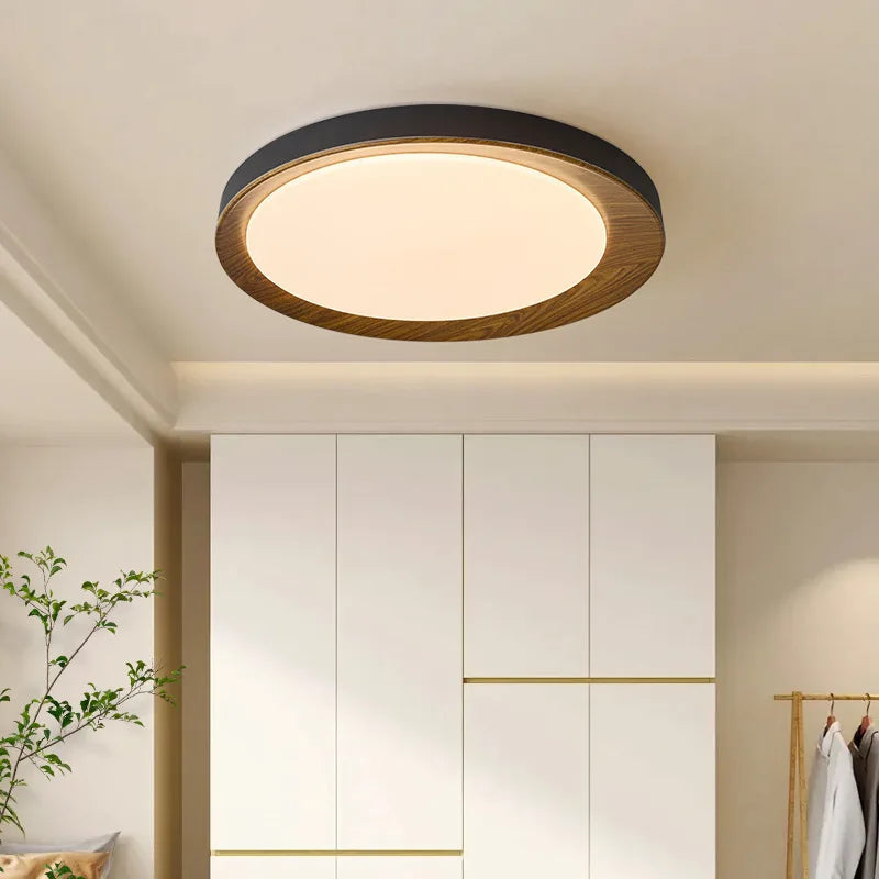 Retro Bedroom Ceiling Light Full Spectrum Eye Protection Walnut Wooden Ceiling Lamp for Dining Room Study LED Home Decor Fixture