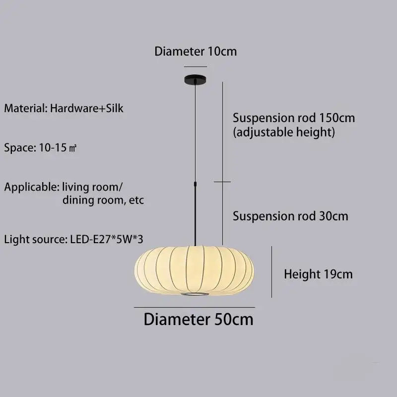 New Wabi Sabi E27 Led Pendant Light Dining Room Silk Suspend Lamp Bedroom Led Lamparas Luminarias Chandelier Lighting Droplight