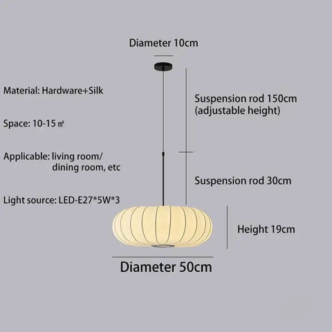 New Wabi Sabi E27 Led Pendant Light Dining Room Silk Suspend Lamp Bedroom Led Lamparas Luminarias Chandelier Lighting Droplight