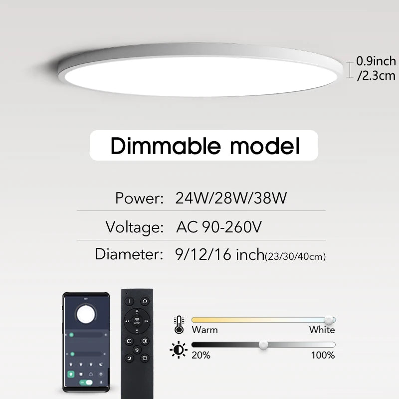 0.9inch Smart lamp Led ceiling lamp APP/ Remote Control Dimmable Indoor lighting for living room led lights for room Bedroom