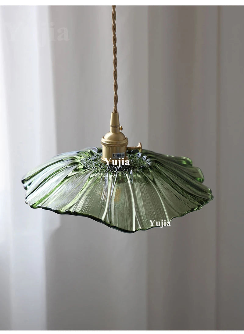 Multi-style Green Glass Pendant Light Vintage Light Fixtures with Glass Lampshade Modern Chandelier Lamp for Kitchen Island