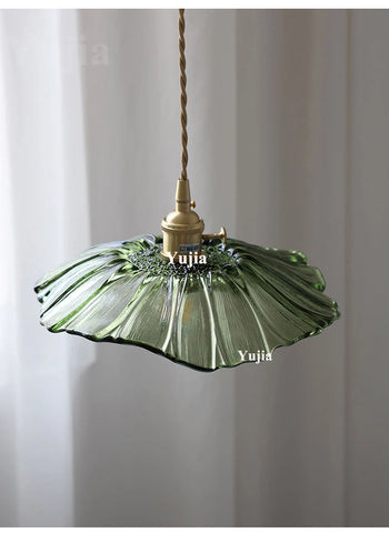 Multi-style Green Glass Pendant Light Vintage Light Fixtures with Glass Lampshade Modern Chandelier Lamp for Kitchen Island
