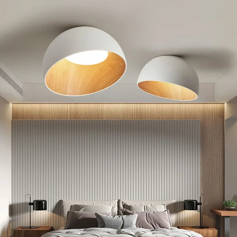 Nordic Led Ceiling Lights for Dining Room Cabinets Bedroom Ceiling Lamp Black and White Wood Grain Home Decor Light Fixture