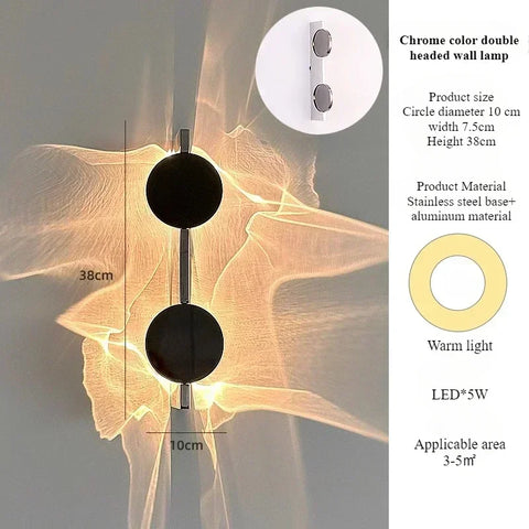 SANDYHA Modern Silver Wall Lamp Stainless Steel Ripple Lustre Home Decor Living Room Bedroom Bedside Corridor Led Night Light