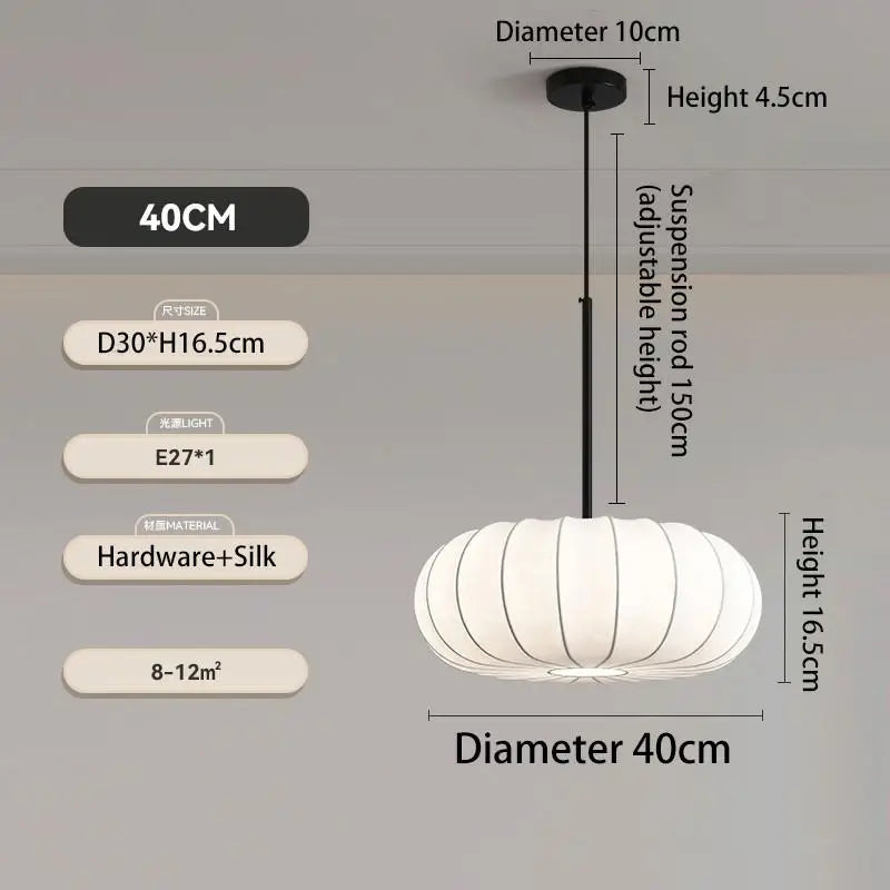 New Wabi Sabi E27 Led Pendant Light Dining Room Silk Suspend Lamp Bedroom Led Lamparas Luminarias Chandelier Lighting Droplight