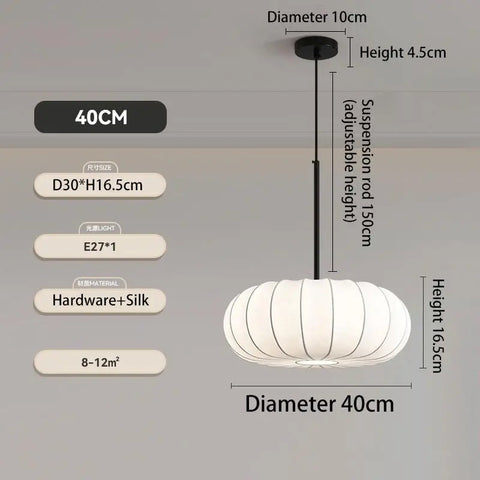 New Wabi Sabi E27 Led Pendant Light Dining Room Silk Suspend Lamp Bedroom Led Lamparas Luminarias Chandelier Lighting Droplight