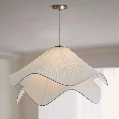 Creative Flower Pendant Light Minimalist Cream Style Led Fabric Lights Living Room Bedroom Home Decor Balcony Hanging Lamps