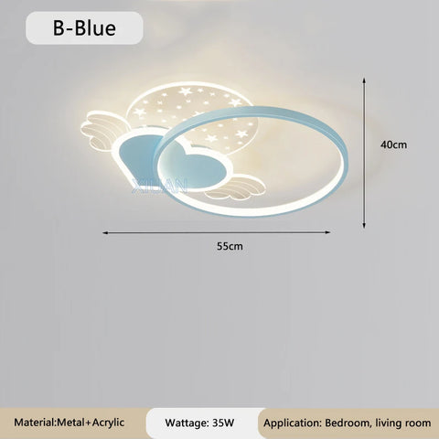 Warm Romantic Children's Room Ceiling Lamps LED Heart Shaped Lamp Pink Crown Light Princess Room Girl Boy Bedroom Ceiling Lights