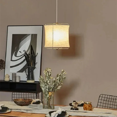 Fabric Pendant Lamp Wabi Sabi Style Cotton Linen Dining Table Restaurant Hotel Bedroom Retro Counter Handmade Art Bedroom Lamps