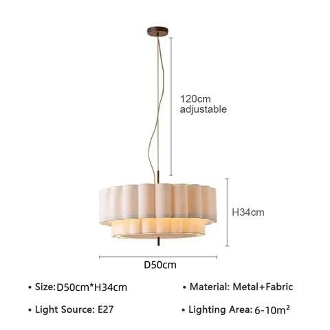 Nordic Retro Living Room Chandeliers Lighting Wabi Sabi Fabric Restaurant Pendant Lights French Medieval Bedroom Hanging Lamps