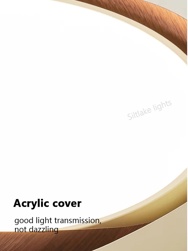 LED master bedroom ceiling lamp modern simple walnut color eye protection study lights design round living room lamps