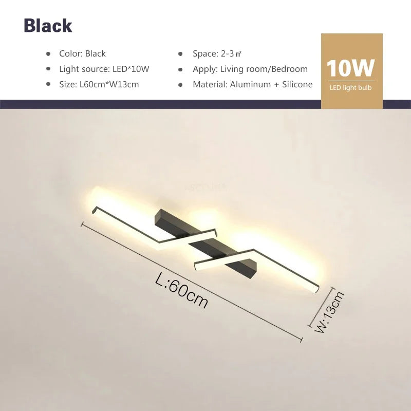 Modern LED Line Ceiling Lamp modern Living Room Dining Room Master Bedroom Study Fixture Gold Black Ceiling Lights Illumination