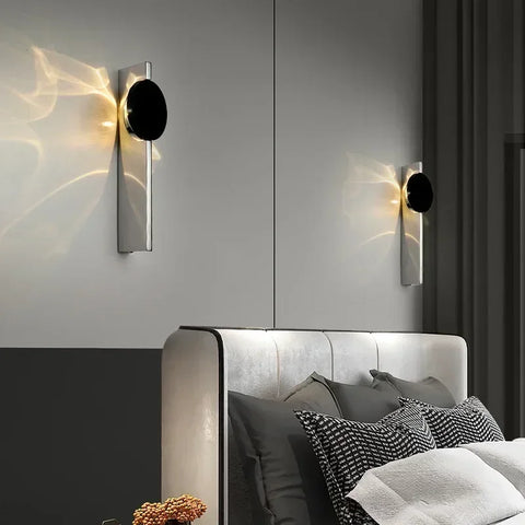 SANDYHA Modern Silver Wall Lamp Stainless Steel Ripple Lustre Home Decor Living Room Bedroom Bedside Corridor Led Night Light