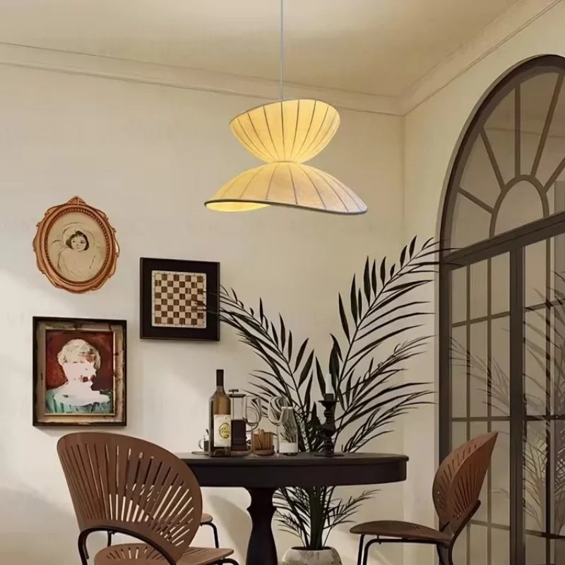 Modern Japanese Wabi Sabi Silk Chandeliers Living Dining Room Bedroom Home Decor Nordic Pendant Lights Indoor Lighting Fixtures