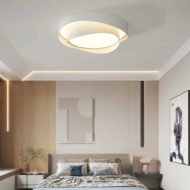 Modern Pure White Led Ceiling Light Nordic Minimalism Lustre Luminarias Bedroom Ceiling Mounted Lamp New Cream Style Indoor Lamp