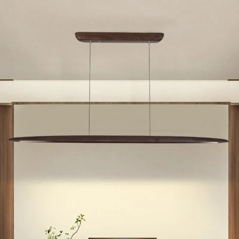 Wooden Led Pendant Lamp Long With Remote Dimmable Wood Linear Led Pendant Light Fixtures For Dining Room Kitchen Table