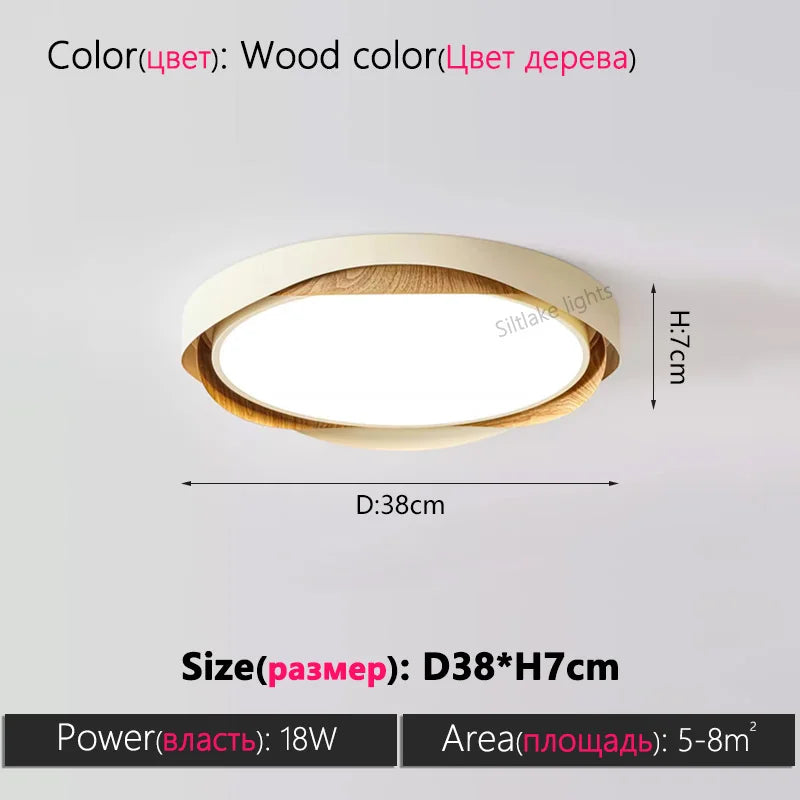 LED master bedroom ceiling lamp modern simple walnut color eye protection study lights design round living room lamps