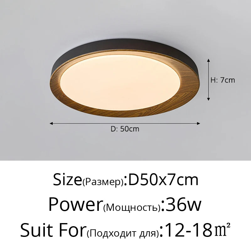 Retro Bedroom Ceiling Light Full Spectrum Eye Protection Walnut Wooden Ceiling Lamp for Dining Room Study LED Home Decor Fixture
