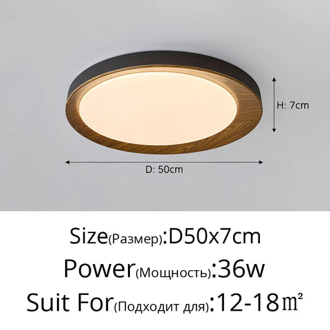 Retro Bedroom Ceiling Light Full Spectrum Eye Protection Walnut Wooden Ceiling Lamp for Dining Room Study LED Home Decor Fixture
