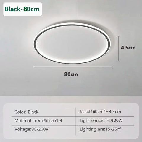 Household LED Ceiling Light 23/30/50/80CM Bedroom Living Room Study Room Super Slim Black White Gold Home Decor Lighting Fixture