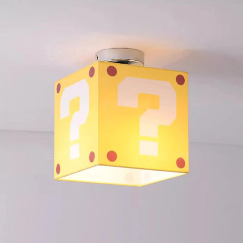 Mario Question Mark Ceiling Lamps Yellow Fabric Linen Light Creative Warm Children's Room Boys Girls Bedroom Aisle Ceiling Light