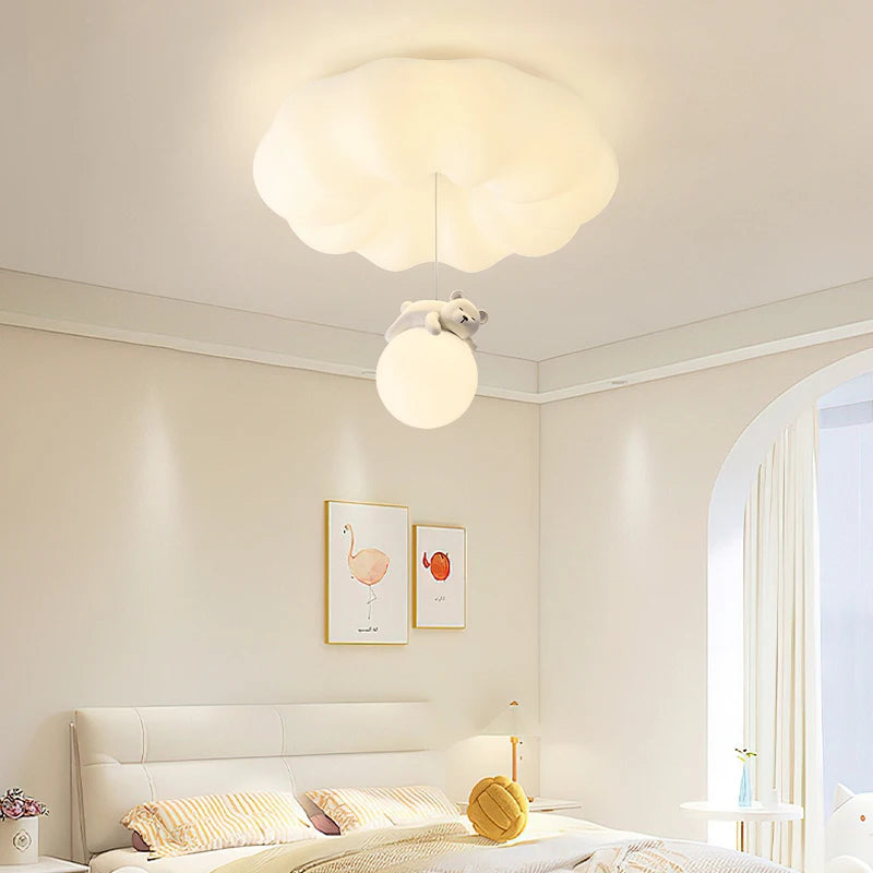 Bear Cream Ceiling Lights Modern Lighting Creative Simple Lamps Living Room Bedroom Lustres Luminaria Decoration Lamparas 2024