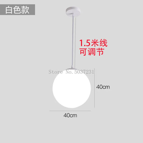Modern White PE Ball Pendant Lights Nordic Led Hanging Lamp Simple Acrylic Ball Lighting for Living Room Bedroom Dining Fixture