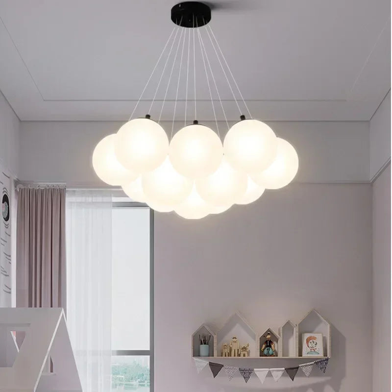 Modern LED Chandeliers Milk White Glass Ball Pendant Lamps Living Room Kitchen Restaurant Hotel Lustre E27 Home Lighting Decor